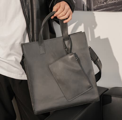 トートバックメンズ 男性用合皮トートバッグ春夏レトロ調大容量