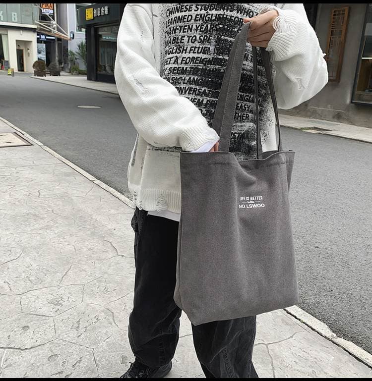 トートバックメンズ シンプルメッセージキャンバストート
