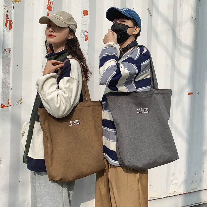 トートバックメンズ シンプルメッセージキャンバストート