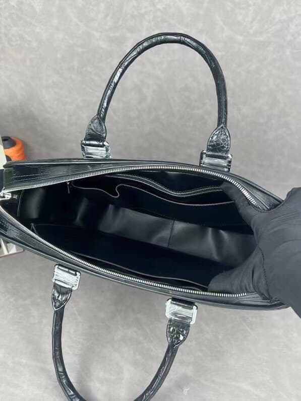 トートバックメンズ 高級クロコ型押しビジネストート