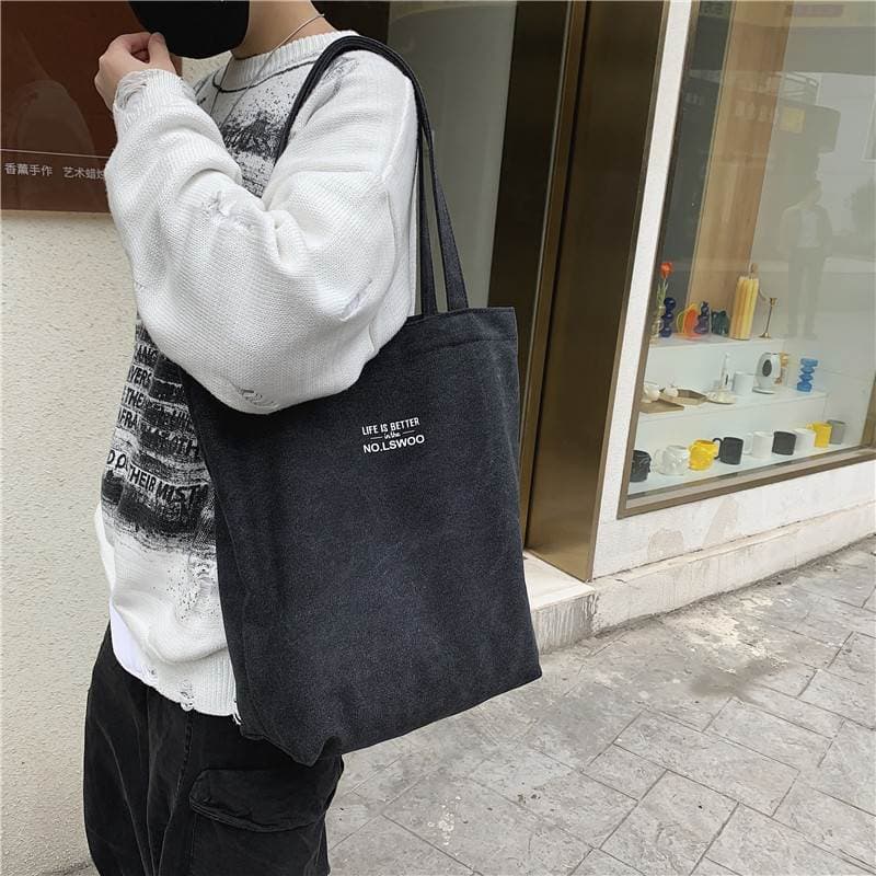 トートバックメンズ シンプルメッセージキャンバストート