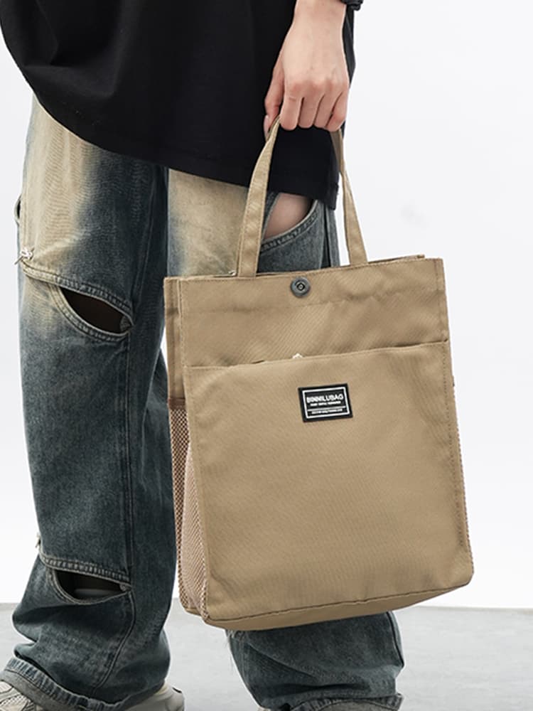 トートバックメンズ シンプル布製スクエアトートバッグ