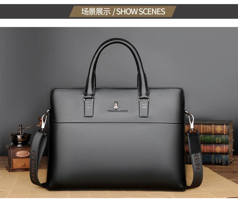 トートバックメンズ シンプル本革ビジネストート