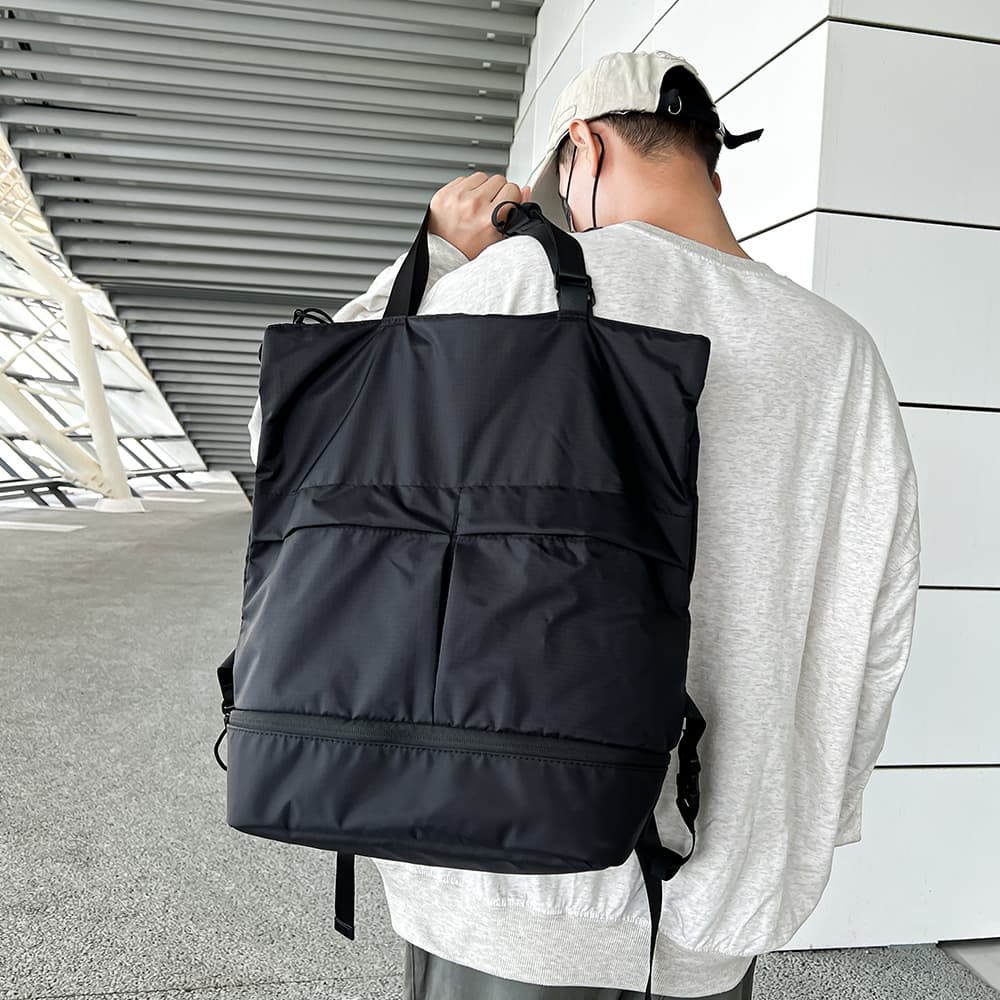 トートバックメンズ 多機能収納ポケット付き2WAYトートバッグ