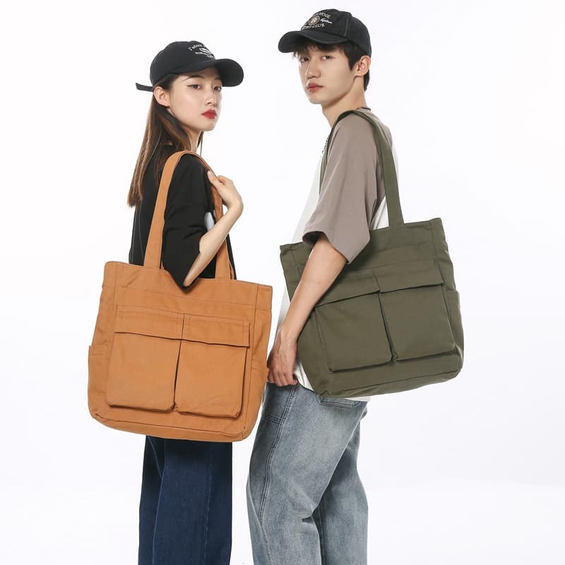 トートバックメンズ 大容量ポケット付きミリタリートートバック