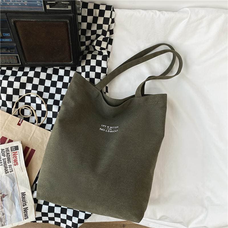 トートバックメンズ シンプルメッセージキャンバストート