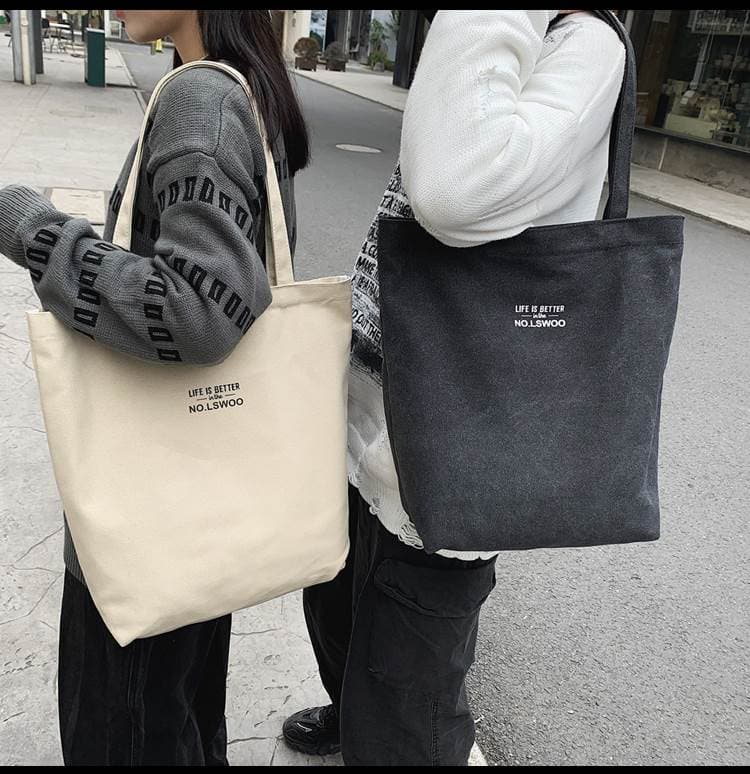 トートバックメンズ シンプルメッセージキャンバストート