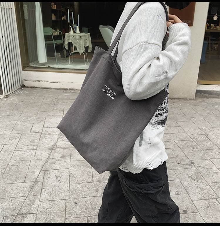 トートバックメンズ シンプルメッセージキャンバストート