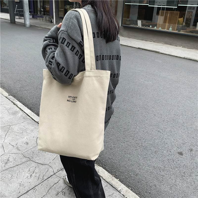 トートバックメンズ シンプルメッセージキャンバストート