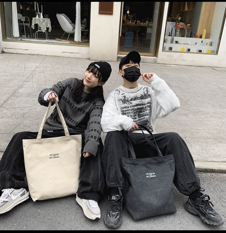 トートバックメンズ シンプルメッセージキャンバストート