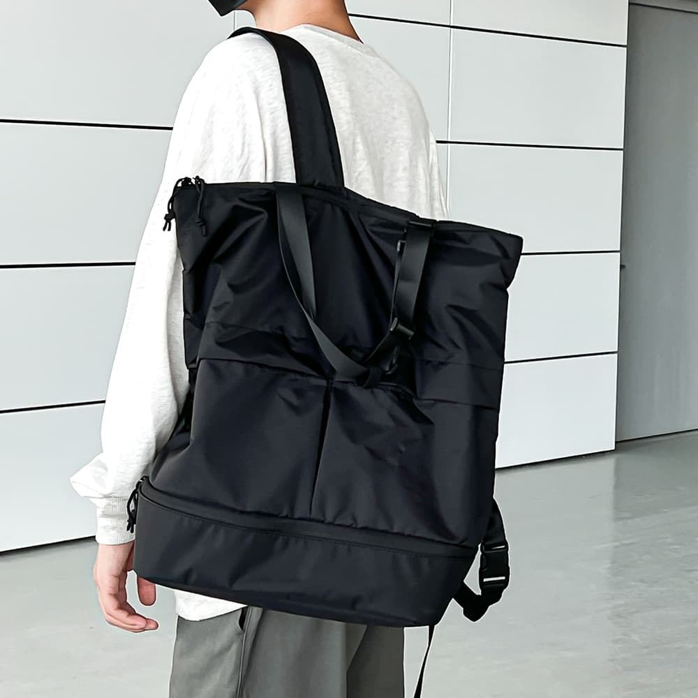 トートバックメンズ 多機能収納ポケット付き2WAYトートバッグ