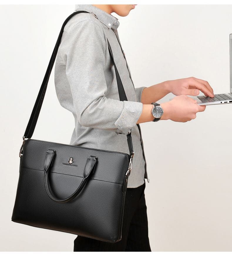 トートバックメンズ シンプル本革ビジネストート