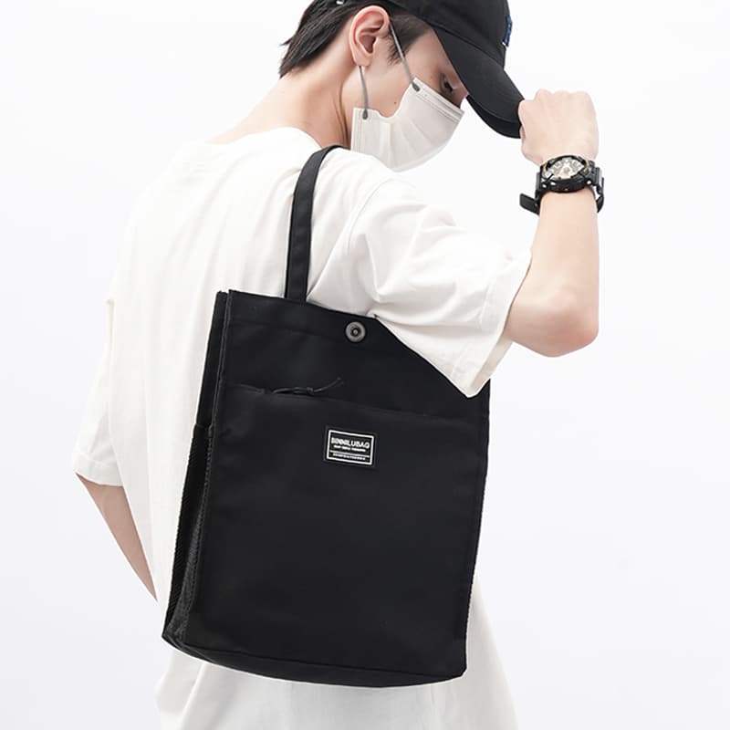 トートバックメンズ シンプル布製スクエアトートバッグ