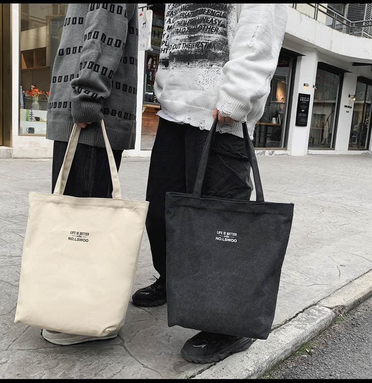 トートバックメンズ シンプルメッセージキャンバストート